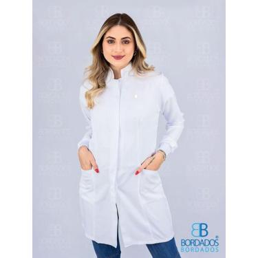 Imagem de Jaleco Feminino Acinturado Gabardine Gola Padre - Bordados Bordados, G