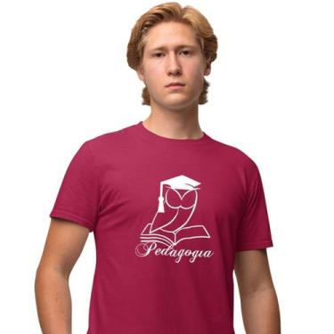 Imagem de Camisa Camiseta Masculina Estampada Pedagogia Coruja 100% Algodão Fio 