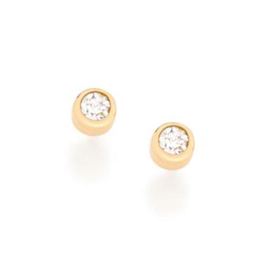 Imagem de Brinco infantil banhado a ouro 18k com zircônias branco/523018 - Romma
