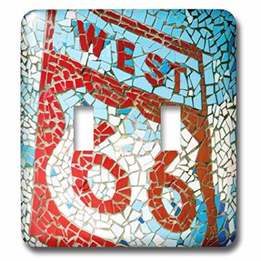 Imagem de 3D Rose LSP_230775_2 Joliet, Illinois, EUA. Placa Mosaico West Route 66. Interruptor duplo