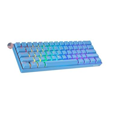 Imagem de Geeky GK61 SE 60% | Teclado mecânico para jogos | 61 teclas multicoloridas RGB LED retroiluminado para PC/Mac Gamer | Layout americano ANSI EUA (azul, vermelho mecânico)