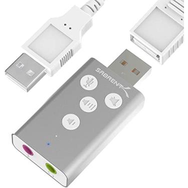 Imagem de SABRENT Adaptador de som estéreo 3D externo USB de alumínio para Windows e Mac. Plug and Play sem necessidade de drivers. [Prata] (AU-DDAS)