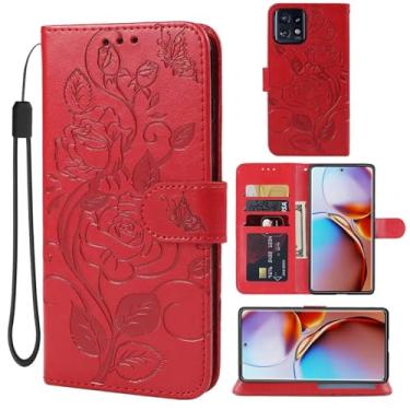 Imagem de Yerebel Capa para Motorola Edge Plus 2023/capa para Moto X40/Moto Edge 40 Pro XT23015, capa protetora flip de couro floral com suporte para cartão de crédito capa de telefone para Motorola Edge+ 2023