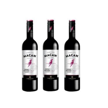 Imagem de Kit Vinho Macaw Cabernet Sauvignon Tinto Demi-Sec 750ml 3uni