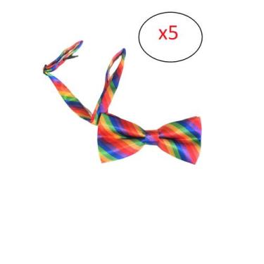 Imagem de Kit 5un Gravata Borboleta Listrada Colorida de Cetim Unisex - Lynx pro