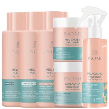 Imagem de Kit Inoar Meu Cacho, Meu Crush Sh 500ml + Cond 500ml + Creme 500ml + M