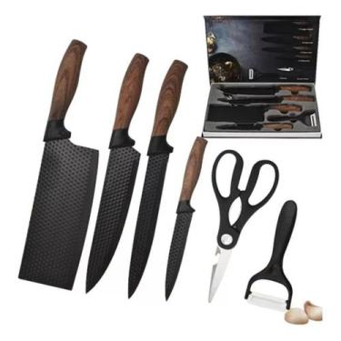 Imagem de Super Jogo De Facas Titanium 6 Pçs Premium Gourmet Inox Churrasco - SW