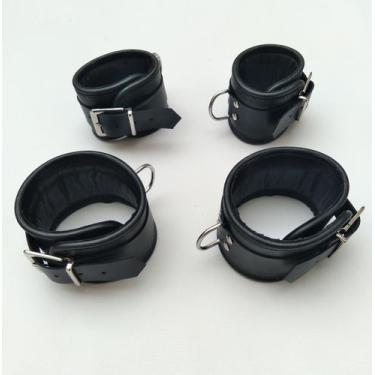 Imagem de Conjunto Algemas com Tornozeleiras almofadadas. AL033 Couro Legítimo -
