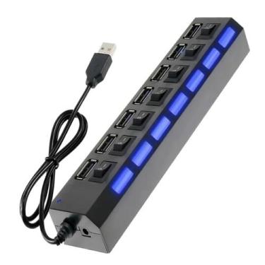 Imagem de Hub USB 2.0 com 7 Portas Extensor Prático c/ Chave Seletoral - Kapbom,