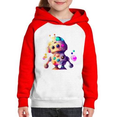 Imagem de Moletom Infantil Robô Colorido - Foca na Moda, Branco, Vermelho, 8