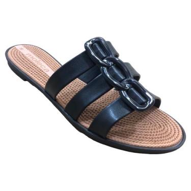 Imagem de Chinelo Moleca Sandalia Rasteira Feminino Slide Conforto Fivela, Preto