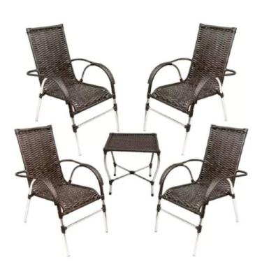 Imagem de Kit 4 Cadeiras Vênus e Mesa de Centro Garden em Alumínio Área Externa 