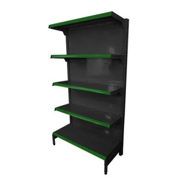 Imagem de Gôndola Prateleira Preta 5 Níveis 40x30 New Plus 1,70 Parede Inicial p