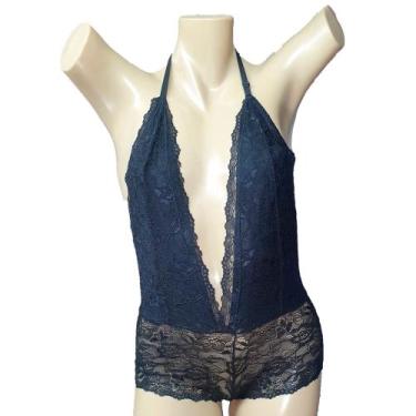 Imagem de Body Decote Sexy Frente Unica Rendado  Costa Nua Sensual Lingerie Femi