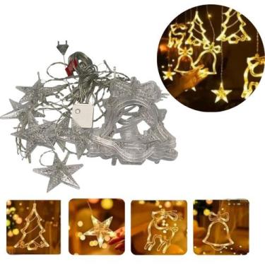 Imagem de Pisca Pisca Cascata Simbolos Natalinos Branco 120 Leds 2,5m Sino Estre