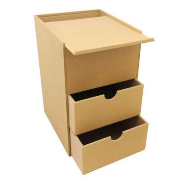 Imagem de Mesa de Cabeceira Com 3 Repartição Com 2 Gavetas 40x27,5x25 Mdf Madeir