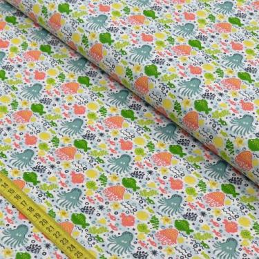 Imagem de Tecido Estampado para Patchwork - Mermaid: Polvo e Amigos (0,50X1,40) 