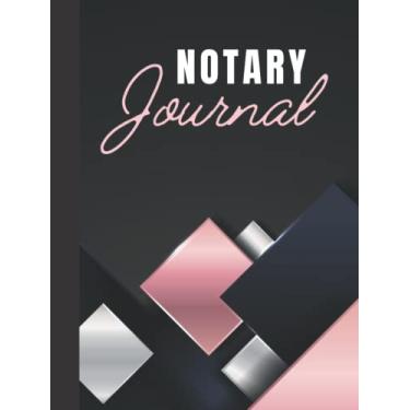 Imagem de Hardcover Notary Journal: 8.5x11 Large Notarial Logbook / With 200 Numbered Pages - Two Records Logs Per Page / 400 Records / Modern Geometric Square ... Silver / Ledger Book Gift For Signing Agents