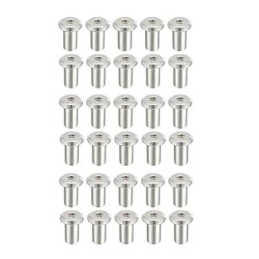 Imagem de uxcell m6 x 15 mm rebite sextavado, inserção de cabeça sextavada, parafuso de porca, banhado a níquel, 30 peças