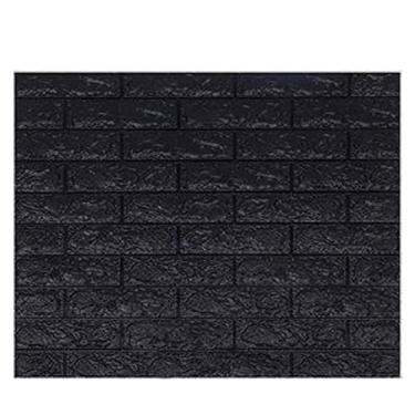 Imagem de Placa Painel Espuma 3D Autoadesivo Tijolinho Pietruzza - 70 x 77 cm - Espessura 6mm - 10 Peças (Preto)