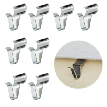 Imagem de WHYHKJ 8 peças de ganchos de revestimento de vinil ocultos ganchos de costura de aço inoxidável resistentes para pendurar ao ar livre decorações de luz clipes de tapume