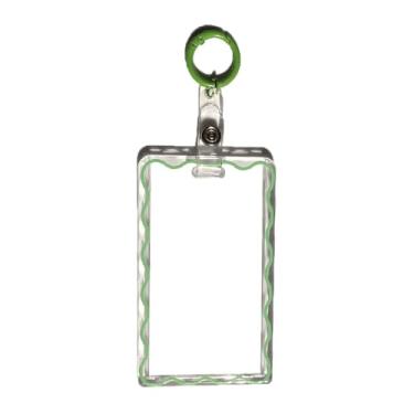 Imagem de JINZHOUFZ Porta-cartão de onda de cor simples, porta-cartões de foto de ídolo Kpop transparente de acrílico, fofo, coração, identidade, cartão de crédito, capa protetora com pingente de chaveiro