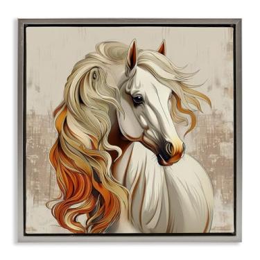 Imagem de Stupell Industries Design de arte de parede em tela flutuante elegante ondulado crina de cavalo por Lazar Studio, moldura flutuante cinza, 45,7 x 45,7 cm