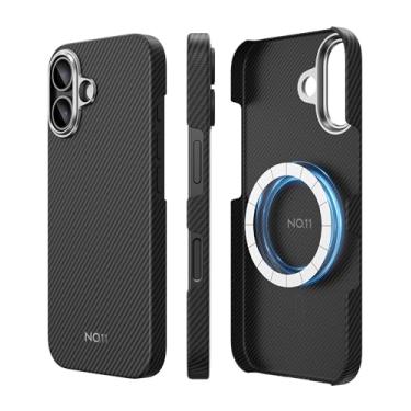 Imagem de NO.11 Capa de fibra magnética para iPhone 16 Pro de 6,3 polegadas, leve e fina para iPhone 16 Pro com anel magnético invisível, construída com capa protetora ultrafina de fibra de aramida 600D (preto)