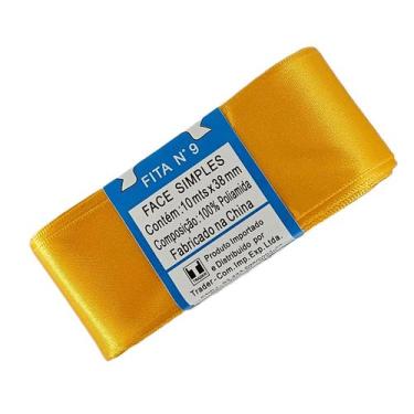 Imagem de Fita de Cetim Trader 38mm N9 com 10 Metros, COR 17 AMARELO OURO, 10 Me
