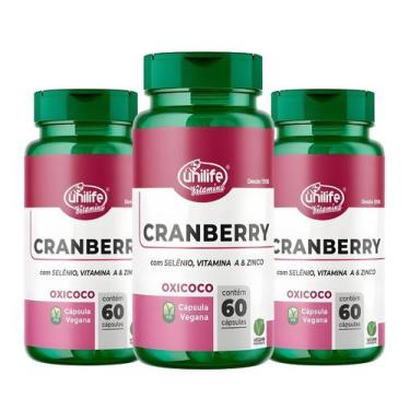 Imagem de KIT C/3 Cranberry Com Selênio + Vit A E Zinco 500mg 60 Caps - Unilife