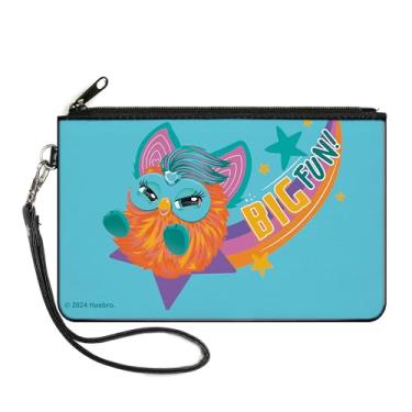 Imagem de Furby Wallet, Zip Clutch, Furby Purple Dancing Furby Pose and Furbish Phrases Pink, Canvas, Azul, Large, Casual