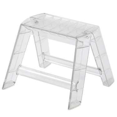 Imagem de Banco transparente, escada dobrável de acrílico portátil, 1 degrau, cadeira pequena para adultos, para cozinha, biblioteca interna e externa(White)