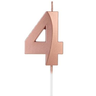 Imagem de Vela Aniversário Design Rosé Gold Pérola Número 4 - 01 unid - Silverfe