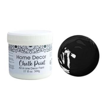 Imagem de DGAGA Tinta de giz preta de 500 ml para madeira, pintura de móveis com acabamento em giz, tinta de madeira preta, tinta para interiores, quadro-negro para decoração de casa, mesa, armário, laminado,