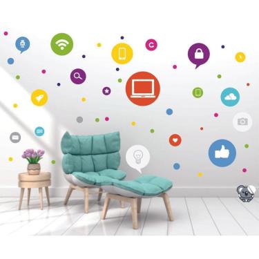 Imagem de Adesivo De Parede Internet Miniaturas Elementos Web