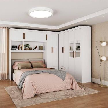 Imagem de Guarda Roupa Casal Modulado 5 Portas Hercules 4 Portas 4 Gavetas com Espelho Branco