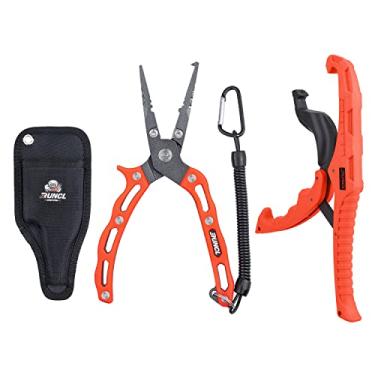 Imagem de RUNCL Alicate de pesca e kit de garra de lábio de peixe, ferramentas de pesca multifuncionais para homens, equipamento de pesca premium em água salgada e de água doce, extrator removedor de pesca