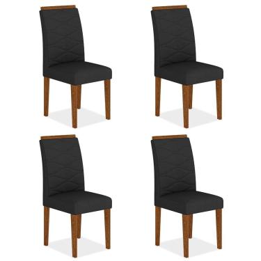 Imagem de Kit 4 Cadeiras Estofadas Everest Comfort Freijó/suede Preto - Ma