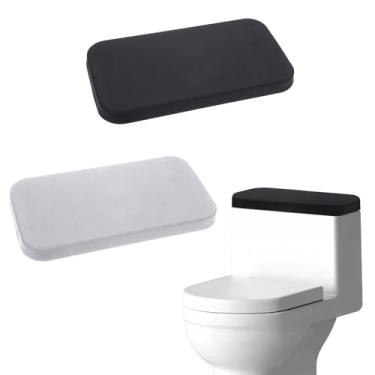 Imagem de Piriuuo 2 peças de tampa de vaso sanitário, tampa universal de vaso sanitário tampa absorvente tampa de tanque de vaso sanitário lavável tampa de vaso sanitário tampas tanque com fundo elástico para