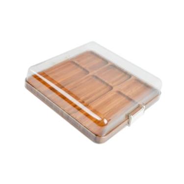 Imagem de IEUDNS Compartimentos da placa de grade de queijos seguram placas de churrasqueira de contêineres com ranhuras de molho de tampa para geladeira de queijo