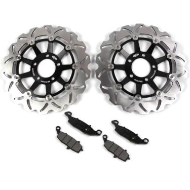 Imagem de Kit de discos e pastilhas de freio dianteiro flutuante compatível com Suzuki GSX750 1998-2003, acessórios de substituição de motocicleta preto