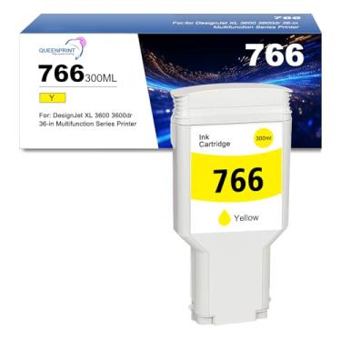 Imagem de QUEENPRINT High speed printing Cartucho de tinta amarelo 766 P2V91A 766 Y DYE de substituição para cartucho de tinta 766 para impressora DesignJet XL série 3600 1 pacote de 300 ml