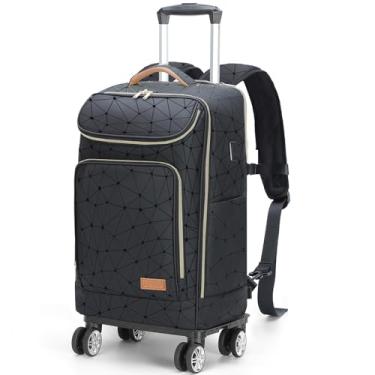 Imagem de Lekebobor Mochila com rodinhas de viagem, mochila impermeável de 45,7 cm com rodas de 360° para laptop de 15,6 polegadas, linha aérea conversível, Preto com zíper dourado, 17 inch