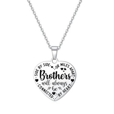Imagem de YOTHIWAD Colar de coração para mulheres, amizade familiar, "Side By Side or Miles Apart", colar com pingente gravado, joia de presente para amigas, irmãs, irmãs, irmãs, irmãs, irmãs, primos, Aço