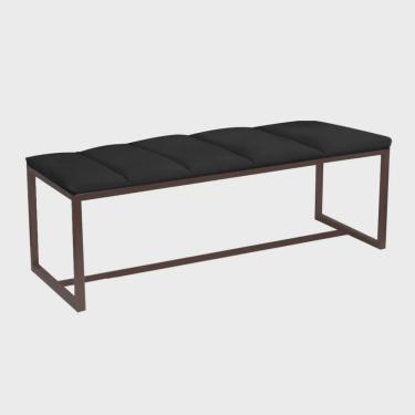 Imagem de Recamier Industrial Carla 100cm Solteiro Quarto Box Cama Ferro Marrom Corino Preto - Ahz Móveis