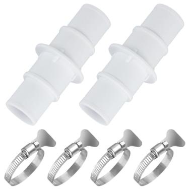 Imagem de Adaptador de mangueira de piscina, conector de mangueira de 3,5 cm ou 3,5 cm, adaptador de mangueira de vácuo de piscina de plástico com 2 braçadeiras de aço inoxidável para piscinas, aspiradores de