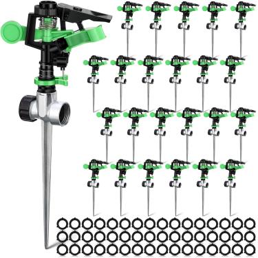 Imagem de Aspersores para jardim de quintal, irrigador de gramado rotativo automático de 360 graus com anel de parada de água, ajustável, irrigadores pulsantes rotativos para sistema de irrigação de grama terrestre de quintal (24)