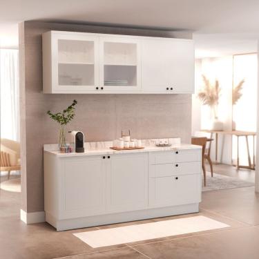 Imagem de Cozinha Compacta 4 Peças 6 Portas 3 Gavetas Sevilha Branco Artico
