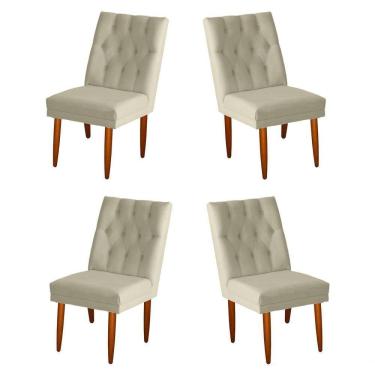 Imagem de Jogo 04 Cadeiras De Jantar Estofada Cozinha Paris Suede Porcelana Do Lar Móveis