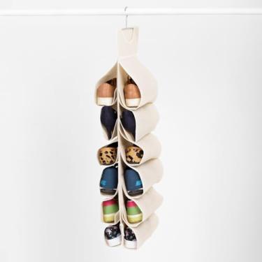 Imagem de Sapateira Prateleira Dobrável Organizador Armário 12 Divisórias (Off)